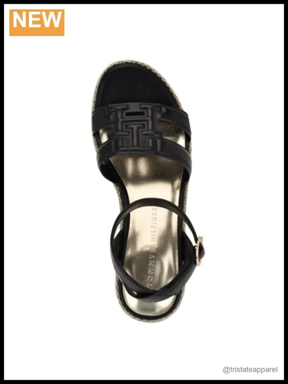 Faux Leather Platform Wedge Sandal with Ankle Strap and Buckle